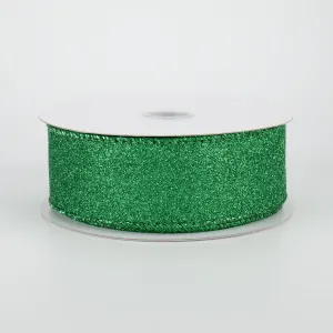 1.5" Lustrous Glitter Ribbon: Emerald Green (10 Yards)