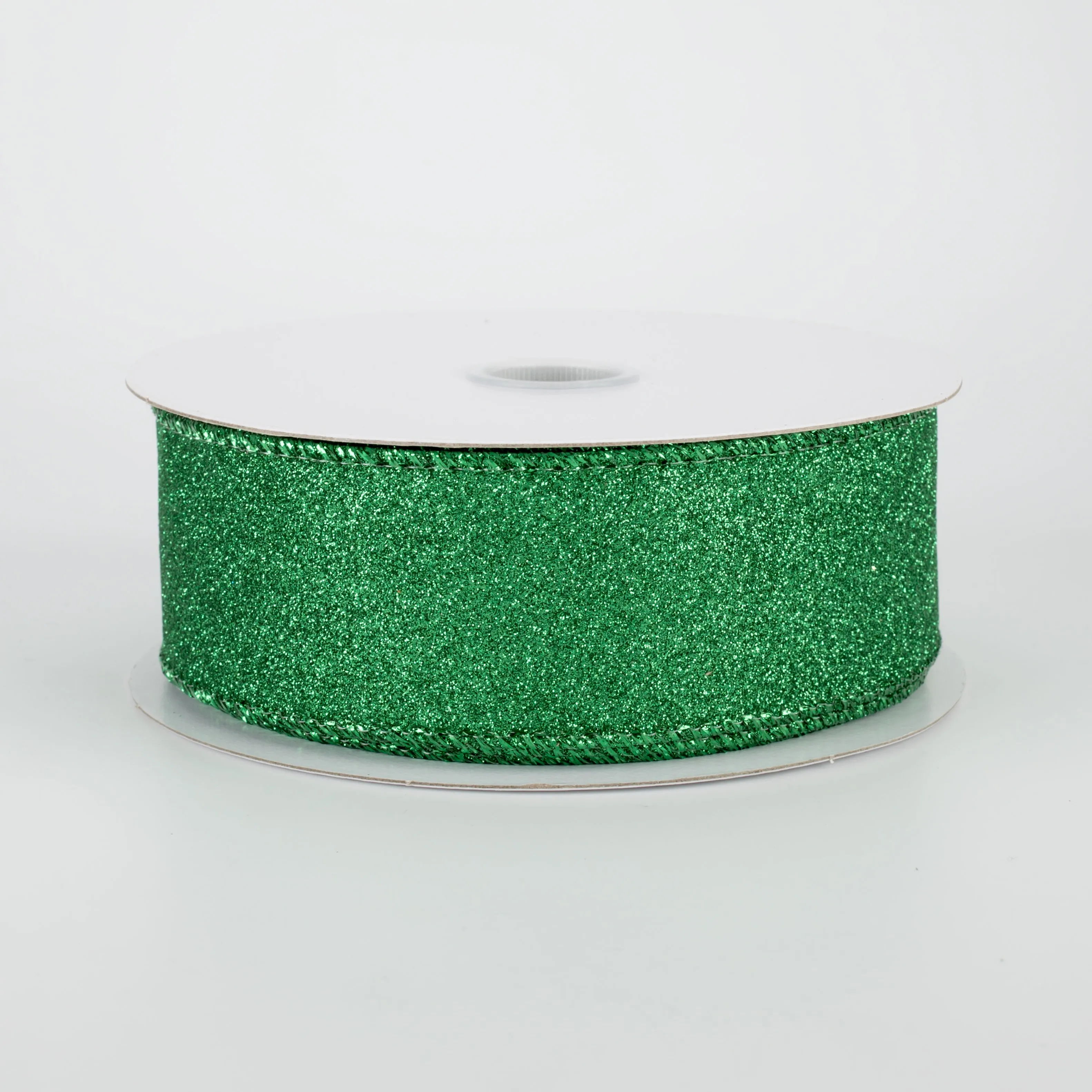 1.5" Lustrous Glitter Ribbon: Emerald Green (10 Yards)