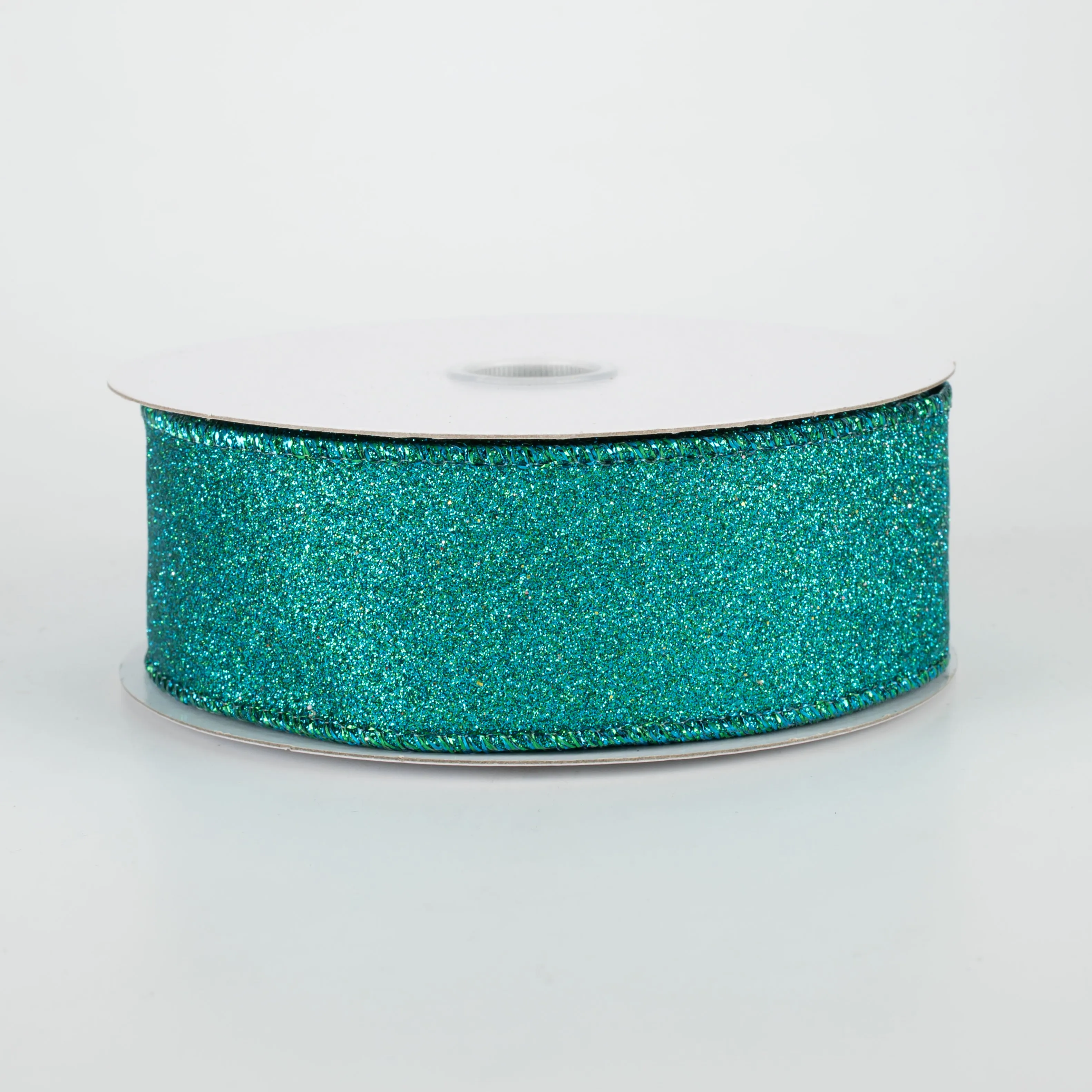 1.5" Lustrous Glitter Ribbon: Peacock Blue (10 Yards)