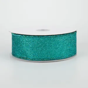 1.5" Lustrous Glitter Ribbon: Peacock Blue (10 Yards)