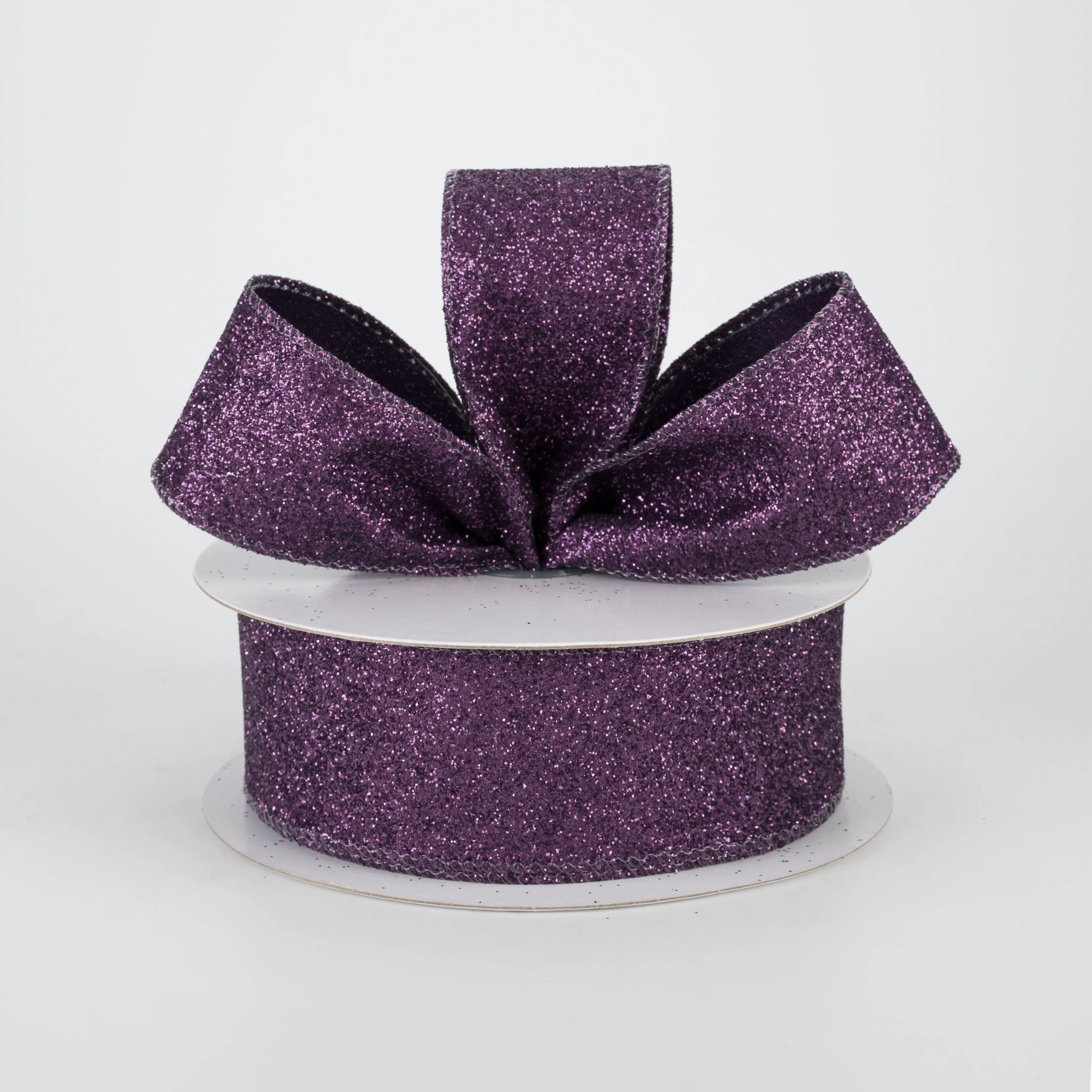 1.5" Lustrous Glitter Ribbon: Plum Purple (10 Yards)