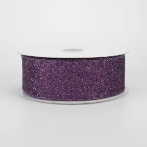 1.5" Lustrous Glitter Ribbon: Plum Purple (10 Yards)