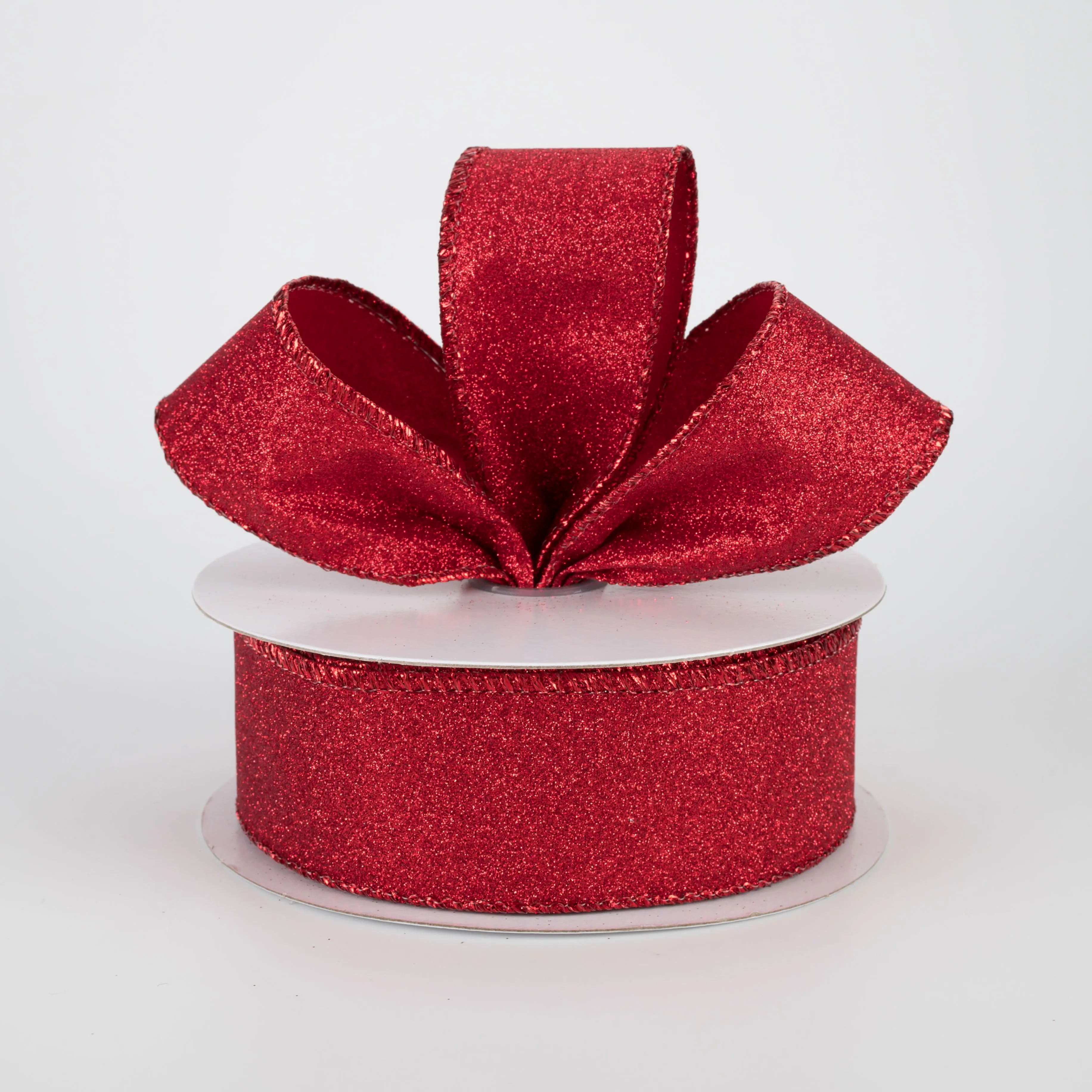 1.5" Lustrous Glitter Ribbon: Red (10 Yards)