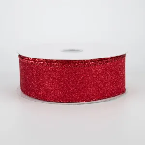 1.5" Lustrous Glitter Ribbon: Red (10 Yards)