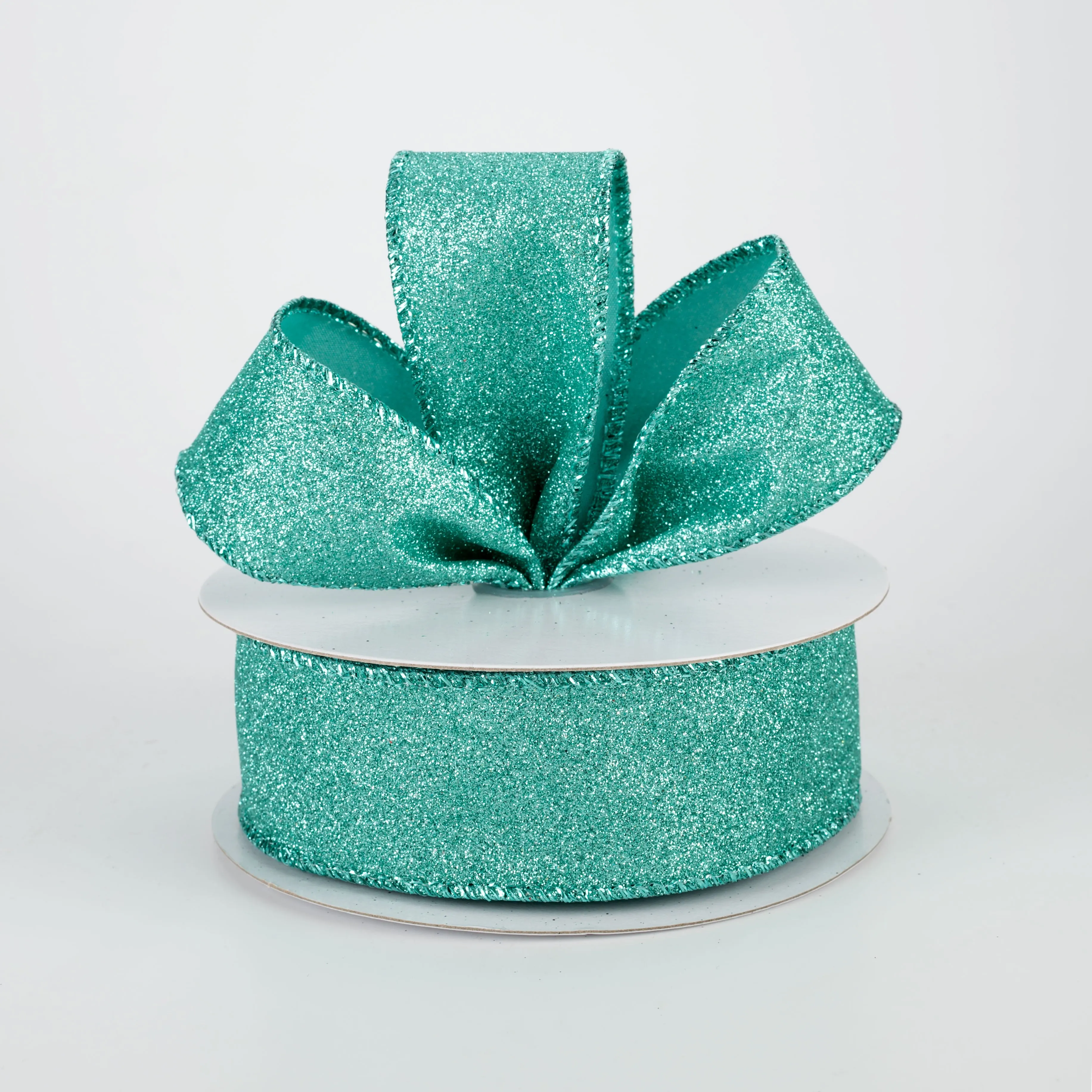 1.5" Lustrous Glitter Ribbon: Turquoise (10 Yards)