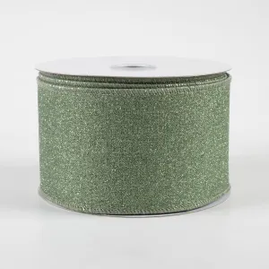 2.5" Fine Glitter on Royal Ribbon: Sage Green (10 Yards)