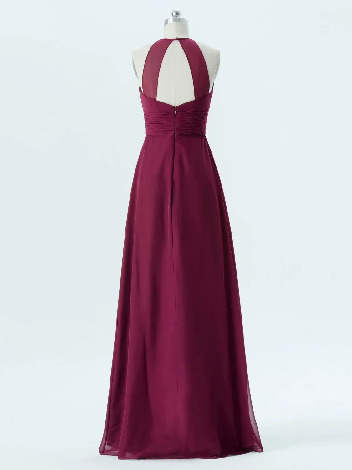 A-line Halter Floor-Length Chiffon Bridesmaid Dresses 2868