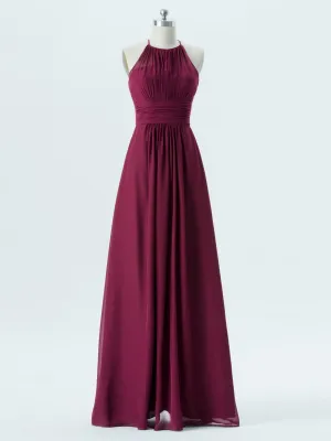 A-line Halter Floor-Length Chiffon Bridesmaid Dresses 2868