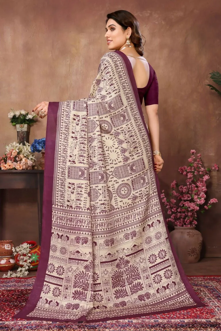 Aafreen Partywear Designer Purple Khadi Fancy Saree