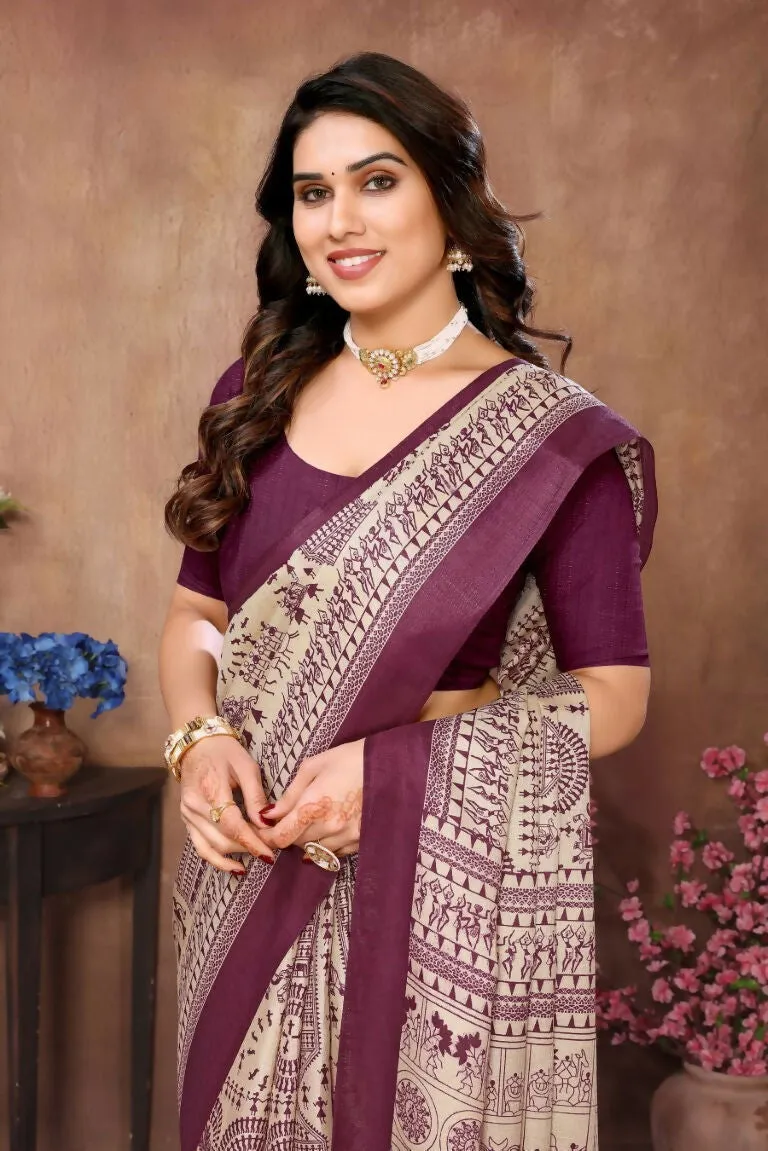 Aafreen Partywear Designer Purple Khadi Fancy Saree