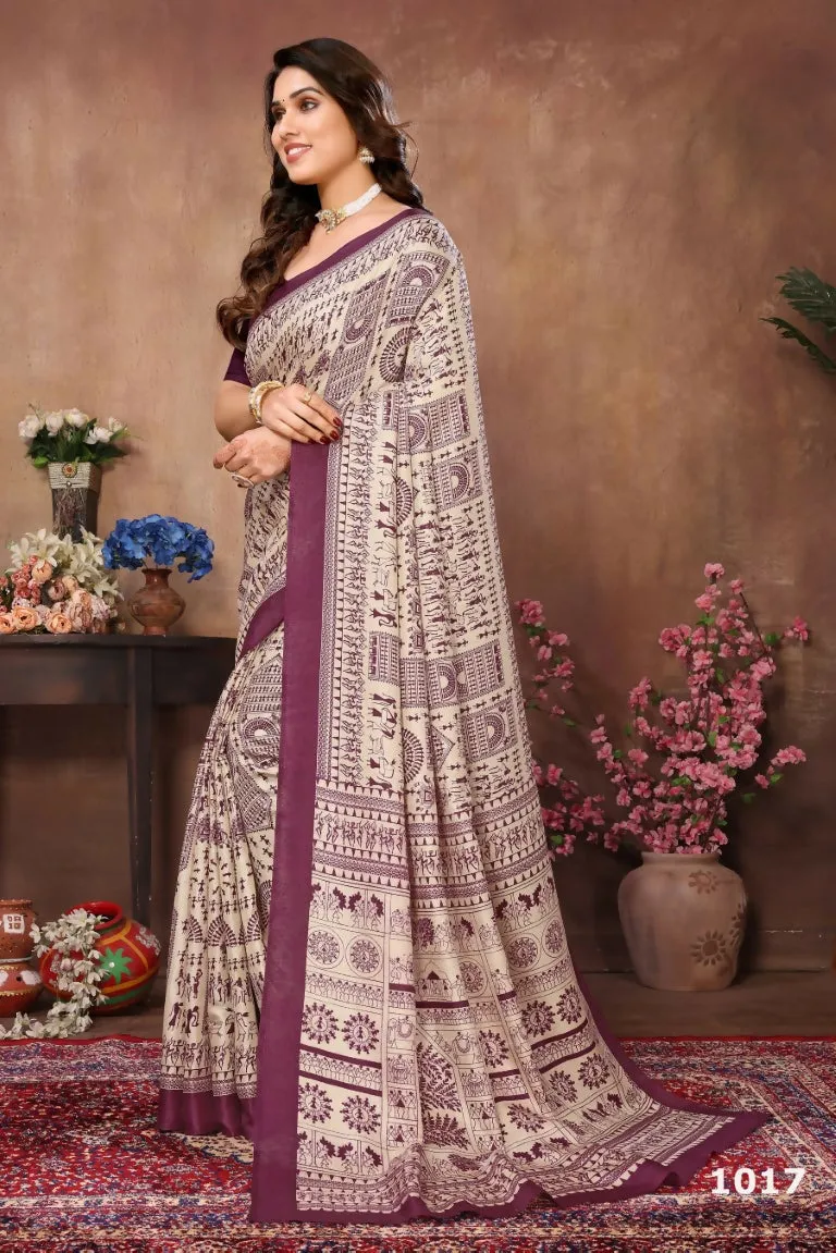 Aafreen Partywear Designer Purple Khadi Fancy Saree