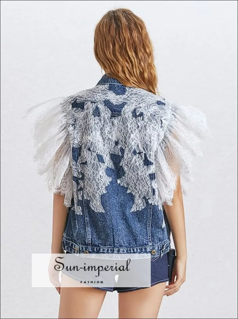 Alaska Jacket - Denim Lace Sleeve Vest