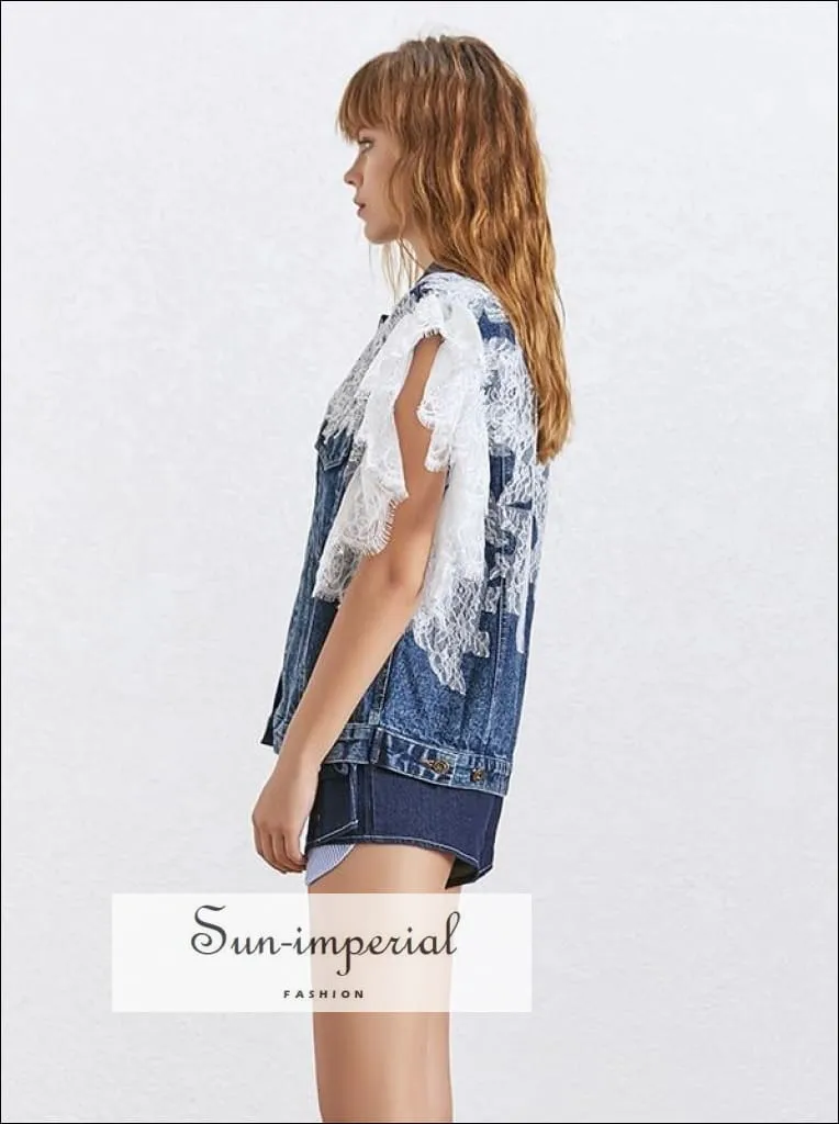 Alaska Jacket - Denim Lace Sleeve Vest