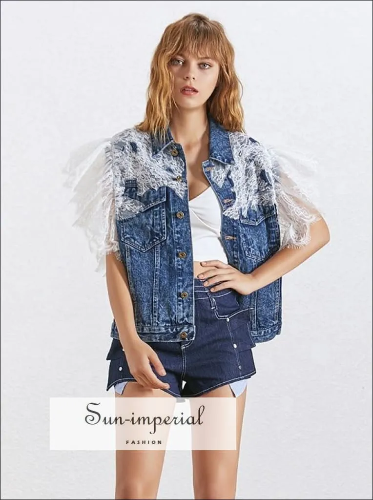 Alaska Jacket - Denim Lace Sleeve Vest