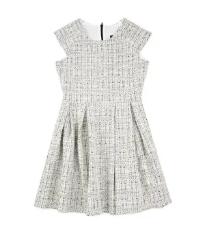 By Debra Girls Black/White New Boucle Cap Sleeve Box Pleat Dress