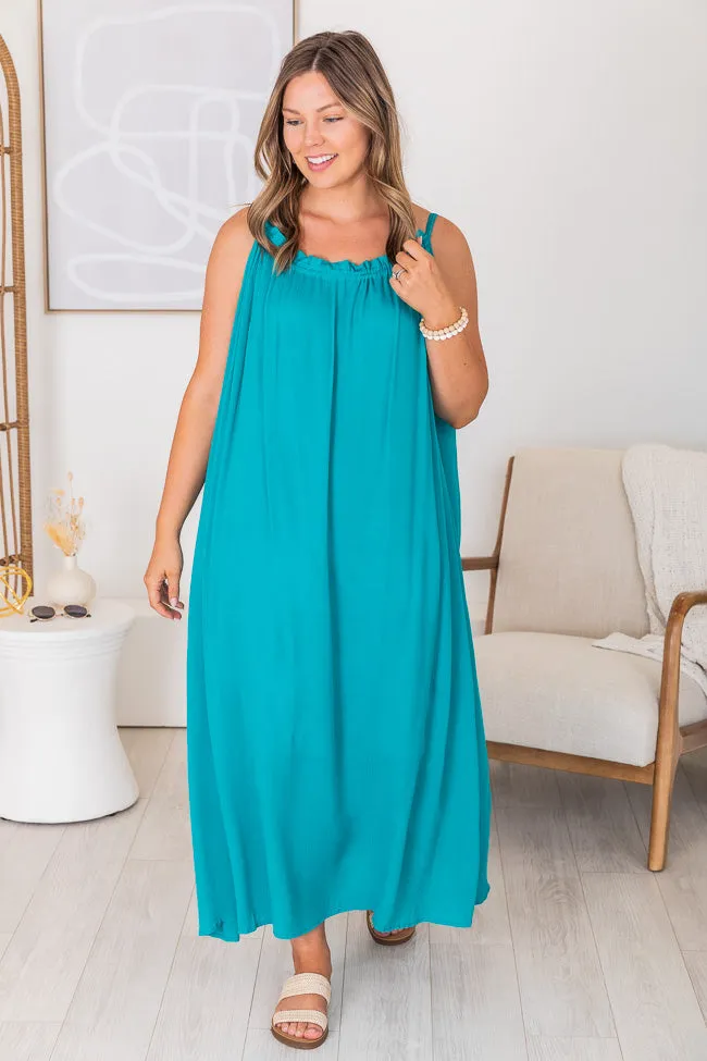 Choose Fate Teal High Neck Midi Dress FINAL SALE