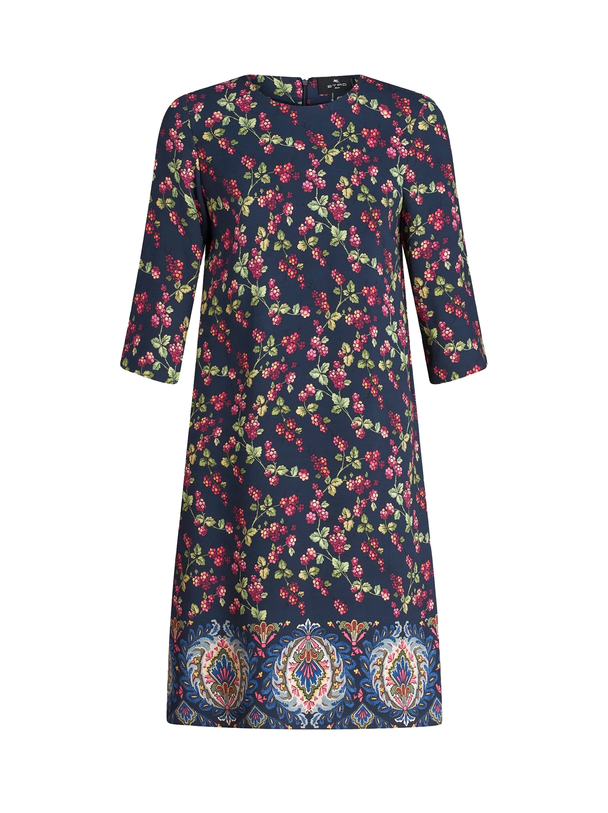 Dress - Navy Blue/Berry Print