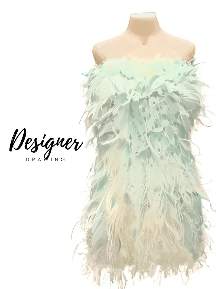 Elegant 100% Ostrich Feather Mini Dresses - In 11 Colors!