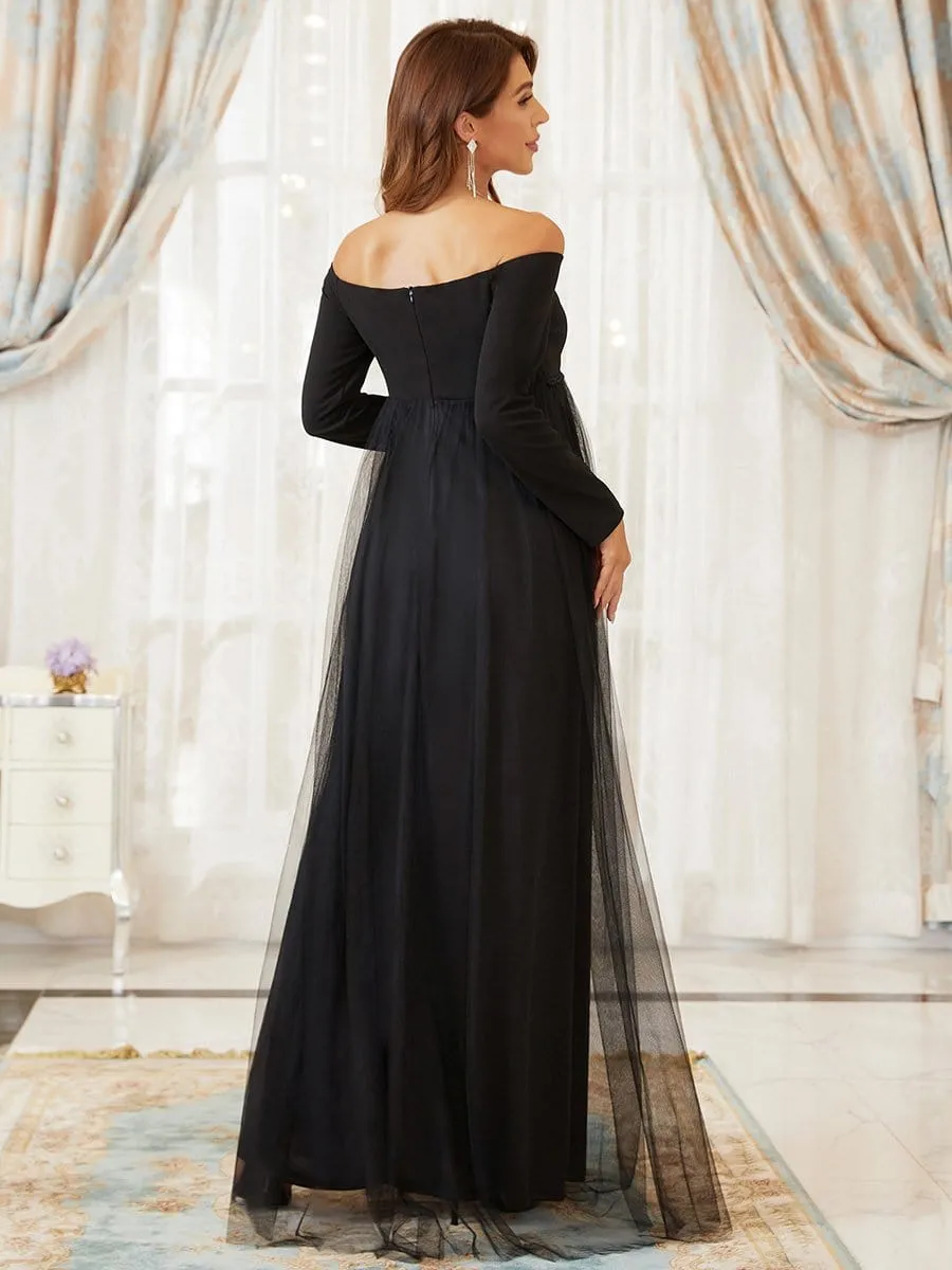 Elegant Off Shoulder Long Sleeve Maternity Dress