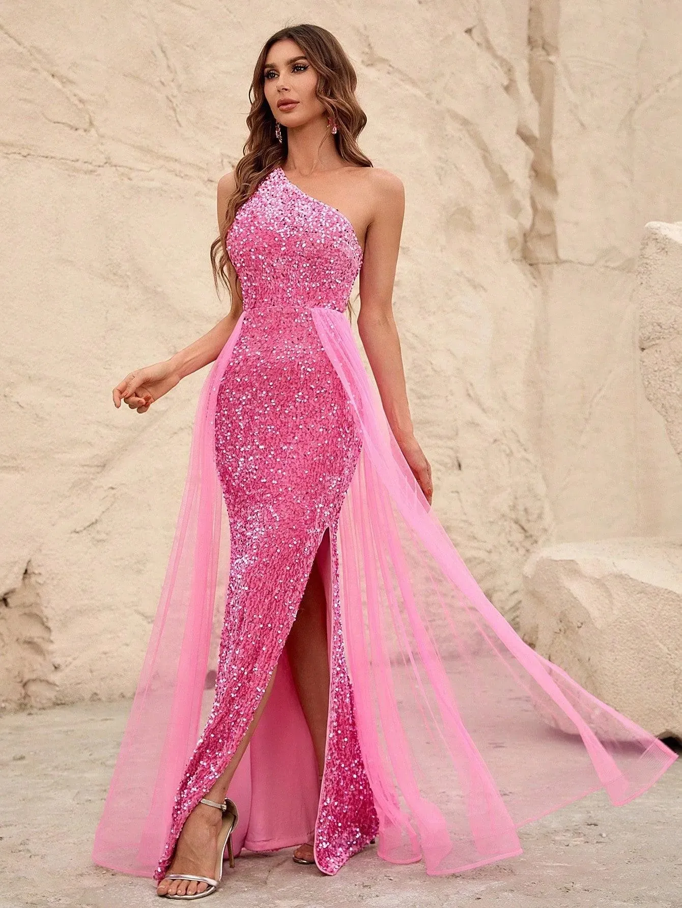 Elegant One Shoulder Sequin Mermaid Dresses