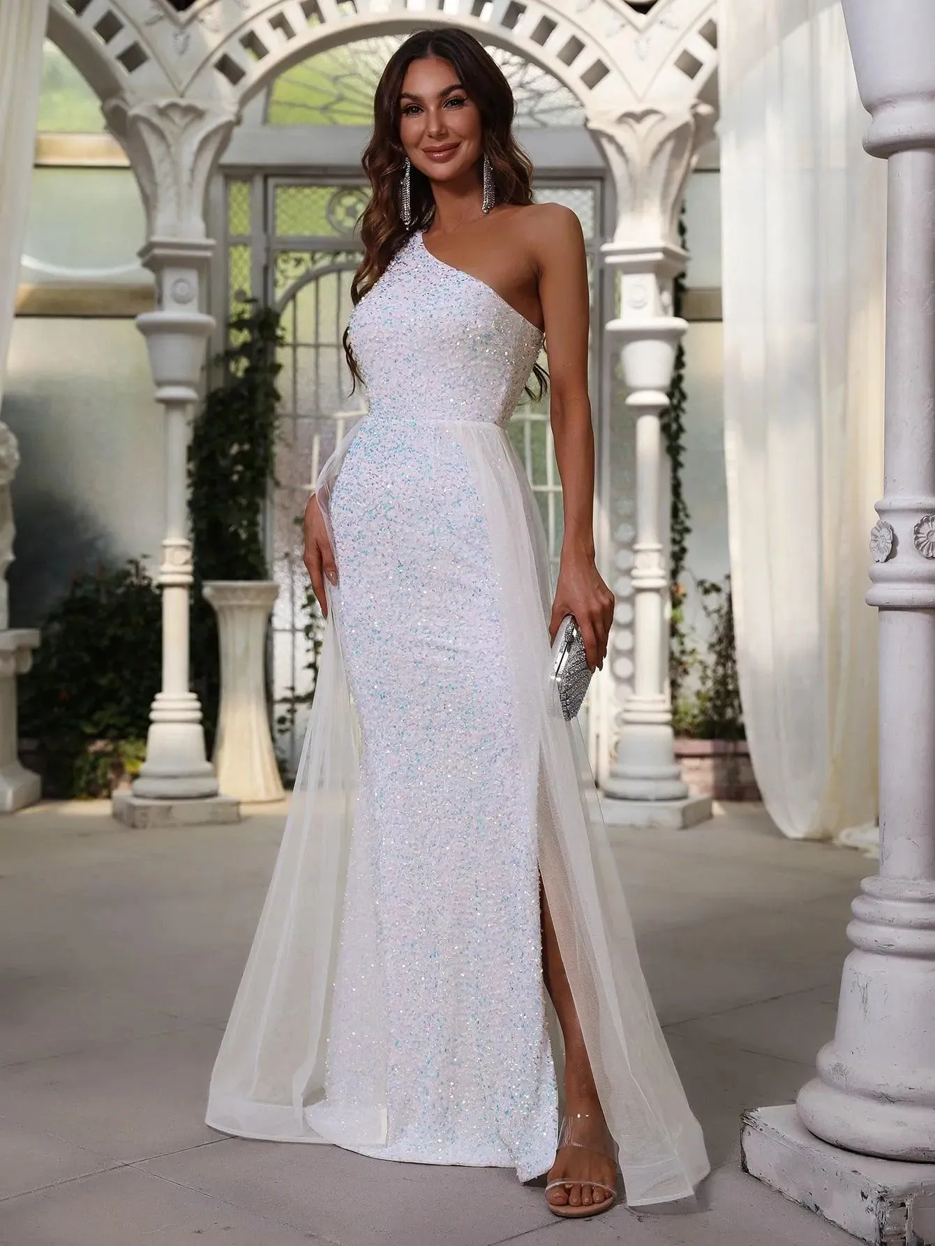 Elegant One Shoulder Sequin Mermaid Dresses