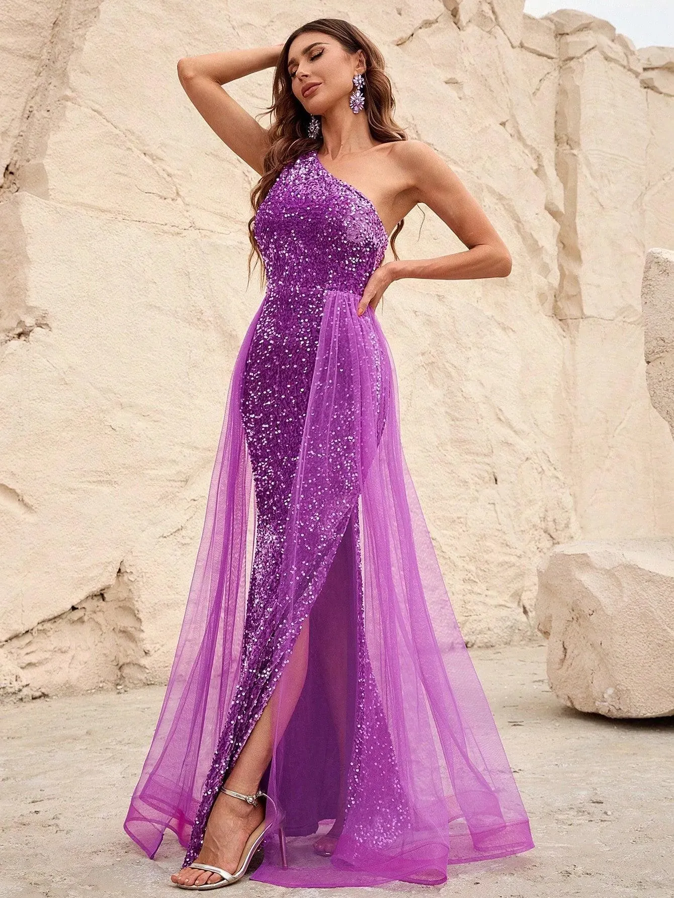 Elegant One Shoulder Sequin Mermaid Dresses