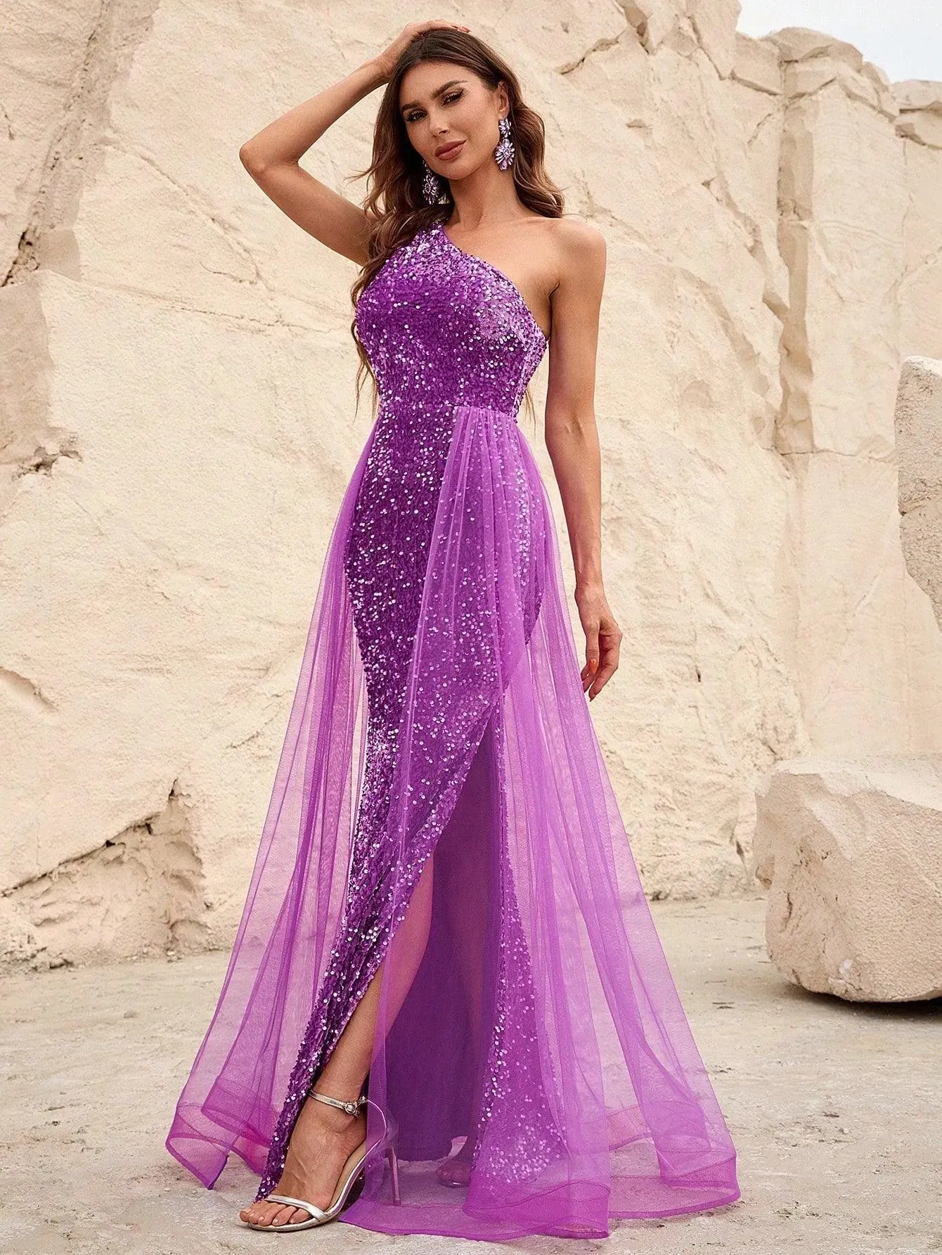 Elegant One Shoulder Sequin Mermaid Dresses