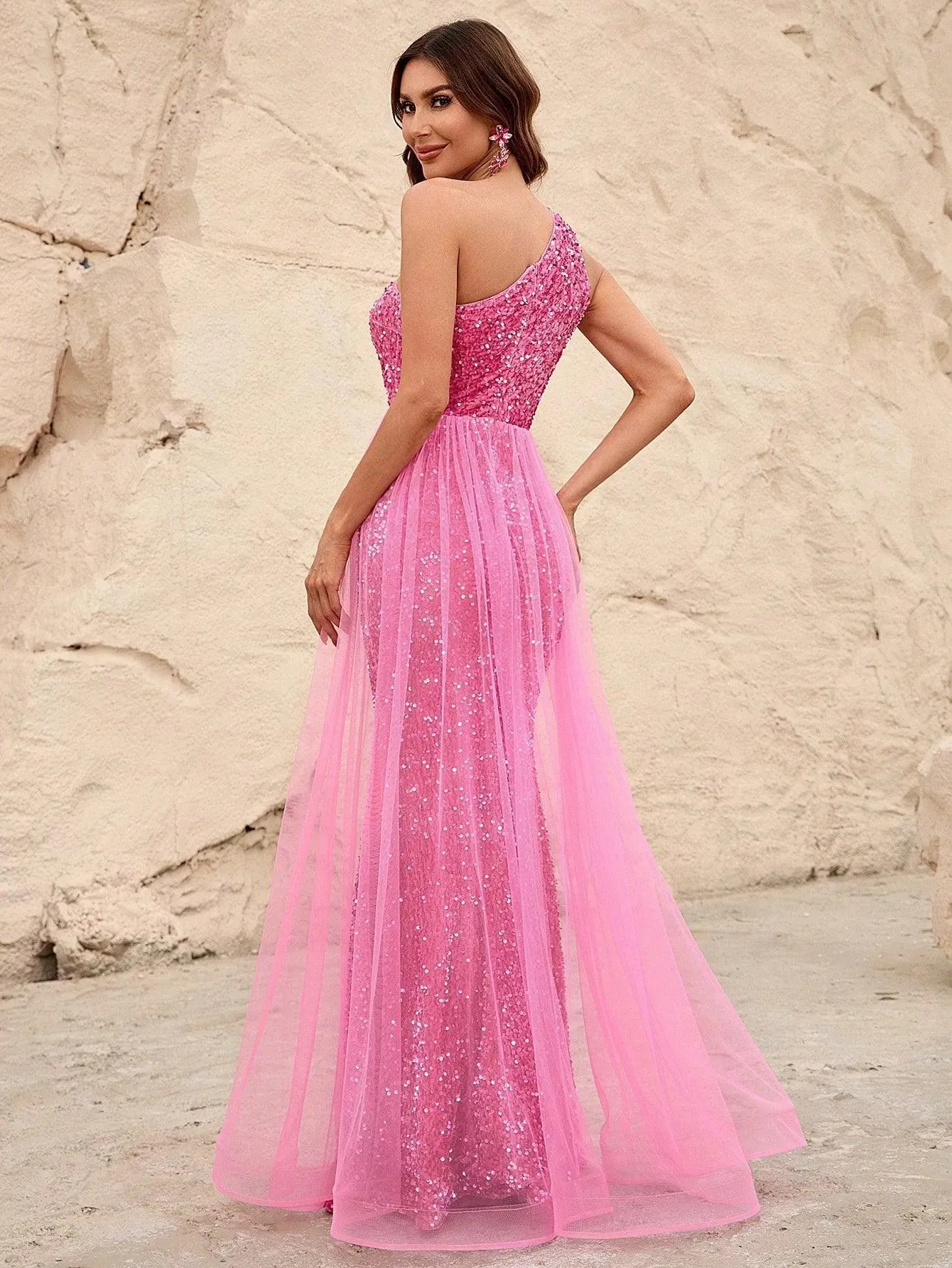 Elegant One Shoulder Sequin Mermaid Dresses