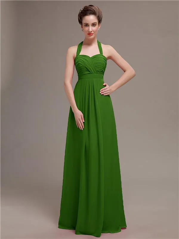 Elegant Sweetheart Halter Long Bridesmaid Dresses