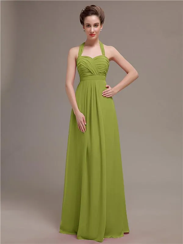 Elegant Sweetheart Halter Long Bridesmaid Dresses