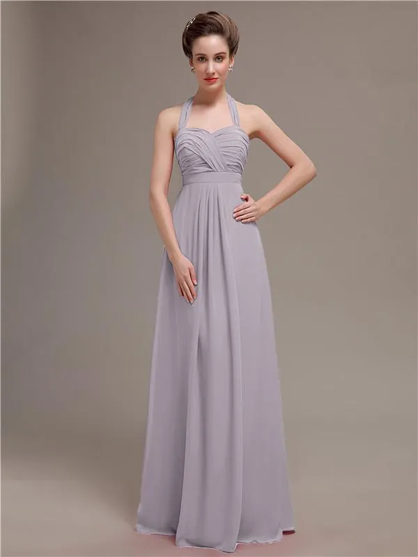 Elegant Sweetheart Halter Long Bridesmaid Dresses