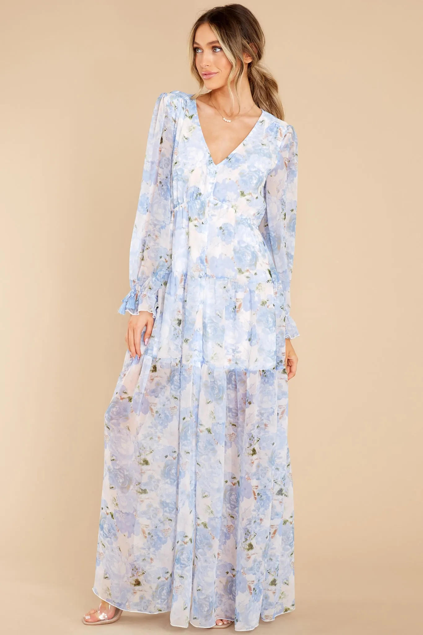 Everlasting Joy Blue Multi Floral Print Maxi Dress