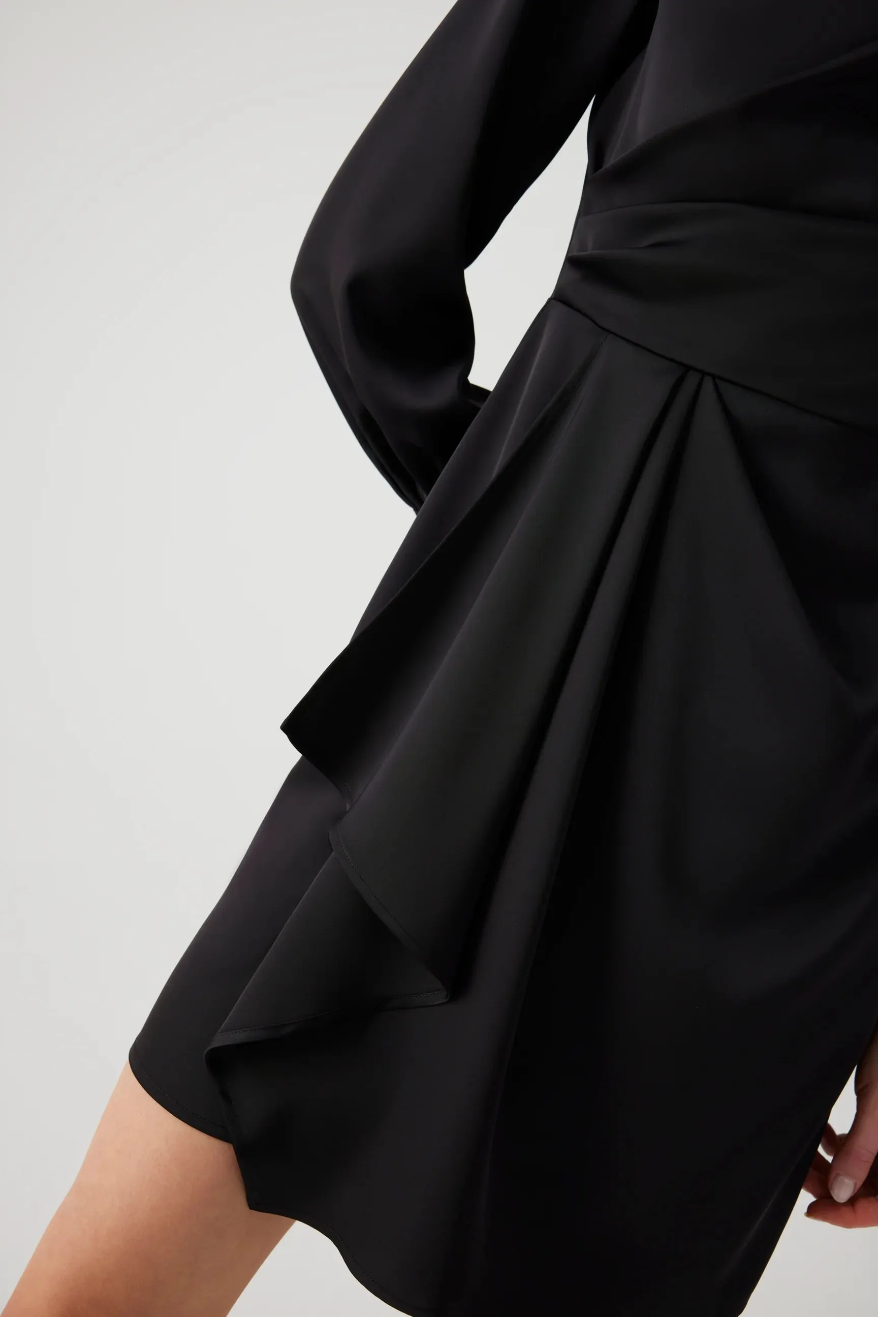 Exquisite Black Ariadne Draped Mini Shirt Dress