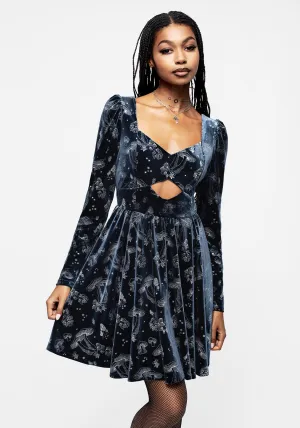 Faefire Foil Print Velour Cut Out Mini Dress