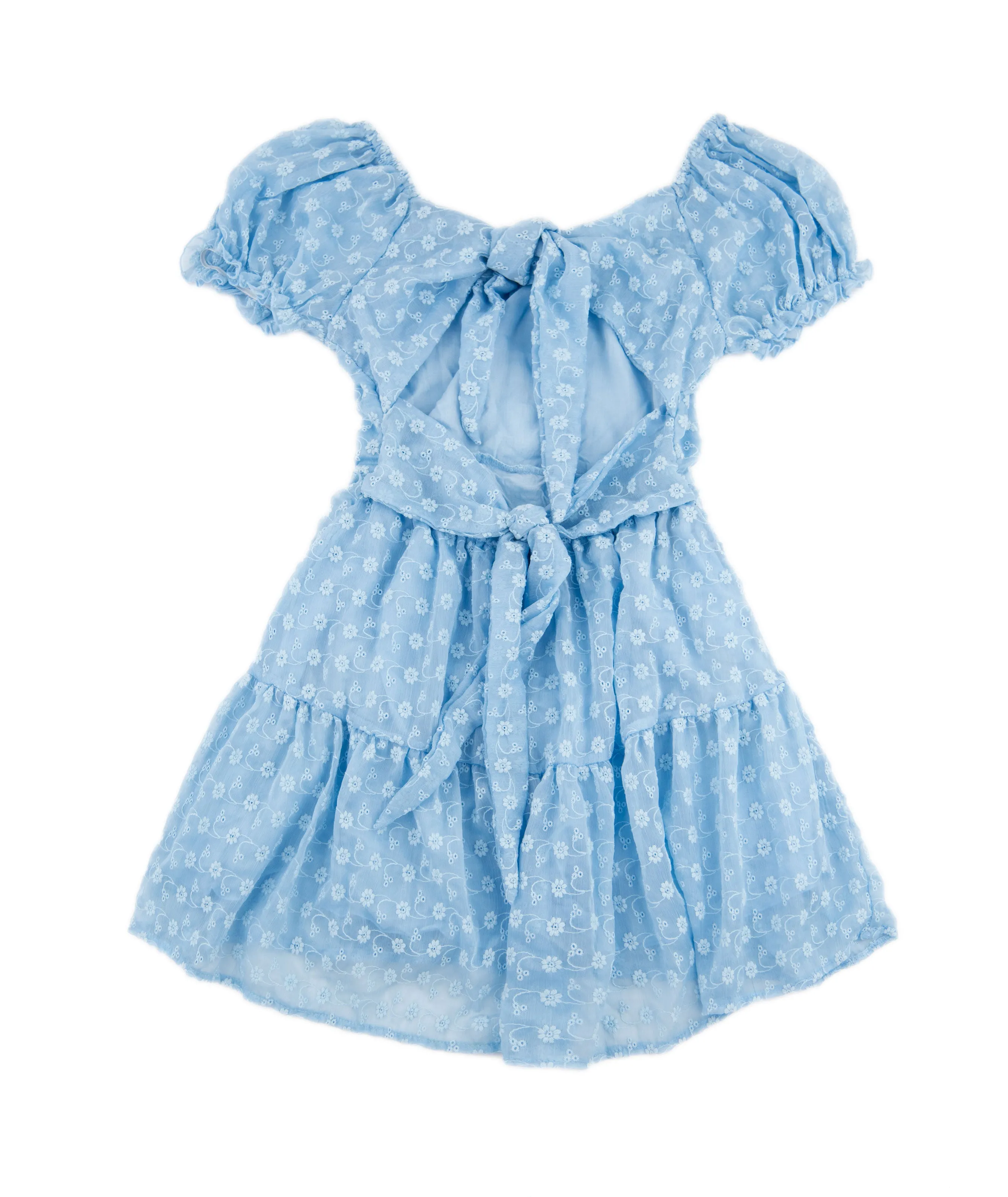 FBZ Girls Blue Chiffon Tie Back Dress