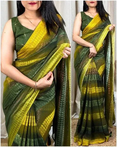 Georgette Contrast Shades Jacquard Saree