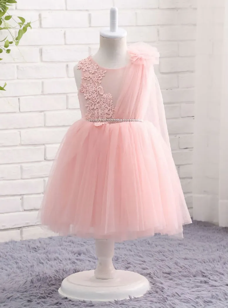 Glamorous Pink First Dresses For Girls Brand Tulle Lace