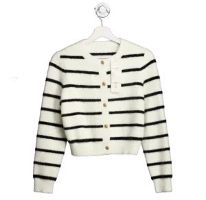 Goelia Cream Eco-friendly Mink Knitted Striped Women Cardigan UK XS