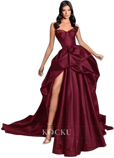 Gorgeous & Charming Off-Shoulder A-Line Split Evening Party Prom Dress