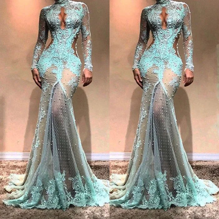 Gorgeous Long Sleeve Mermaid Evening Dress | Lace Formal Dress BC0003