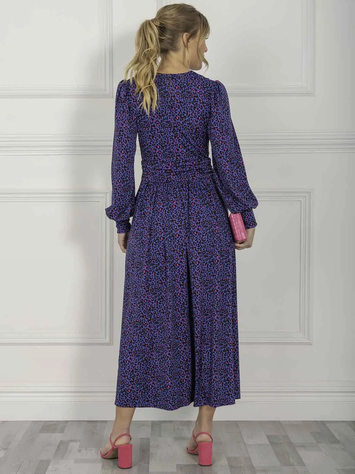 Jolie Moi Nancy Long Sleeve Maxi Dress, Blue Animal