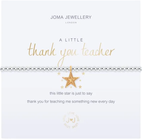 Joma Jewellery Silver & Gold A Little 'thank You Teacher' Bracelet One Size