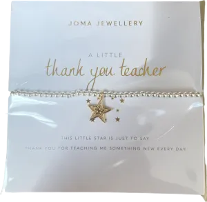 Joma Jewellery Silver & Gold A Little 'thank You Teacher' Bracelet One Size