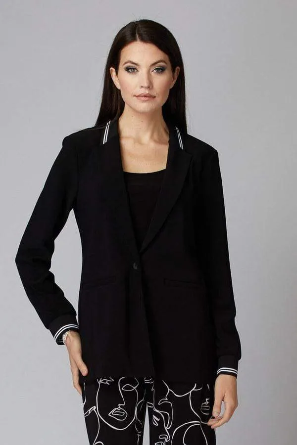 Joseph Ribkoff Black Jacket With White Stripe 201027 11