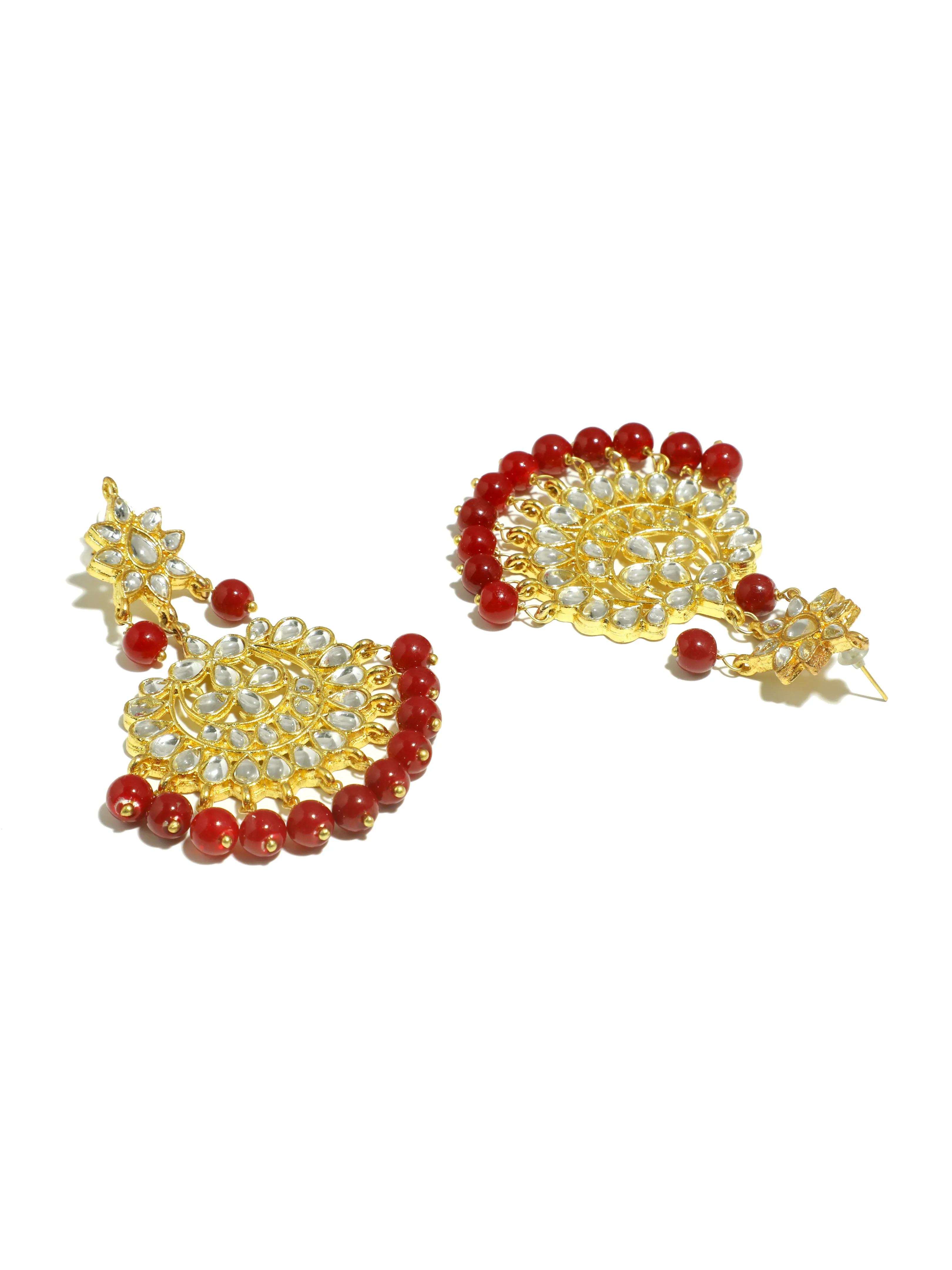 Karatcart 22K GoldPlated Partywear Traditional Kundan Red Choker Jewellery Set