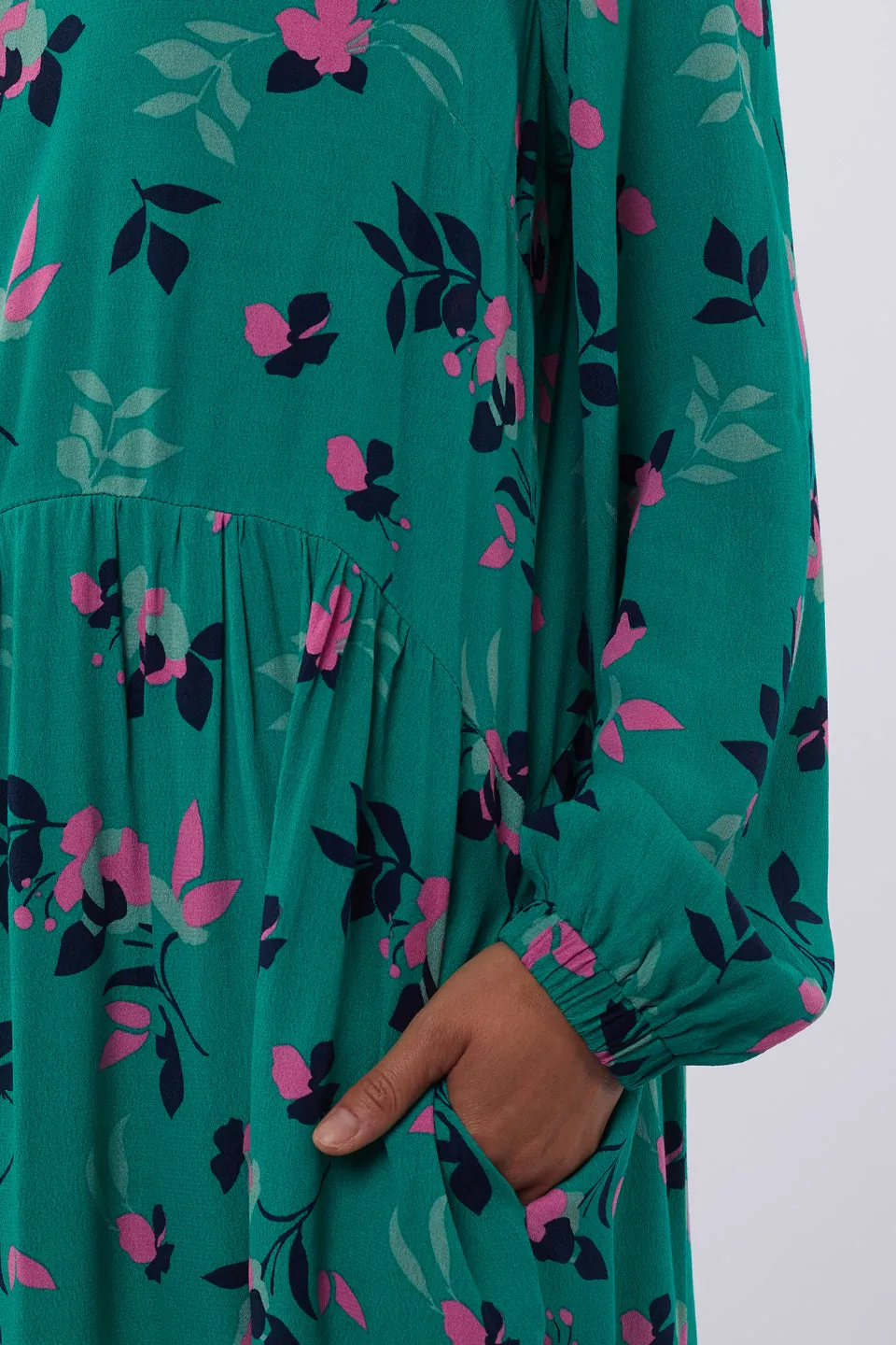 Magnolia LS Green Floral Dress