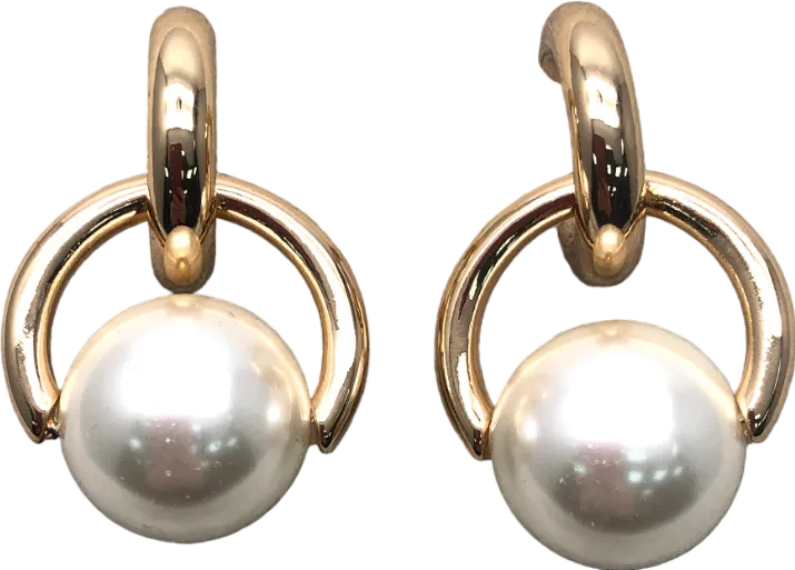 Metallic Double Drop Pearl Earrings One Size