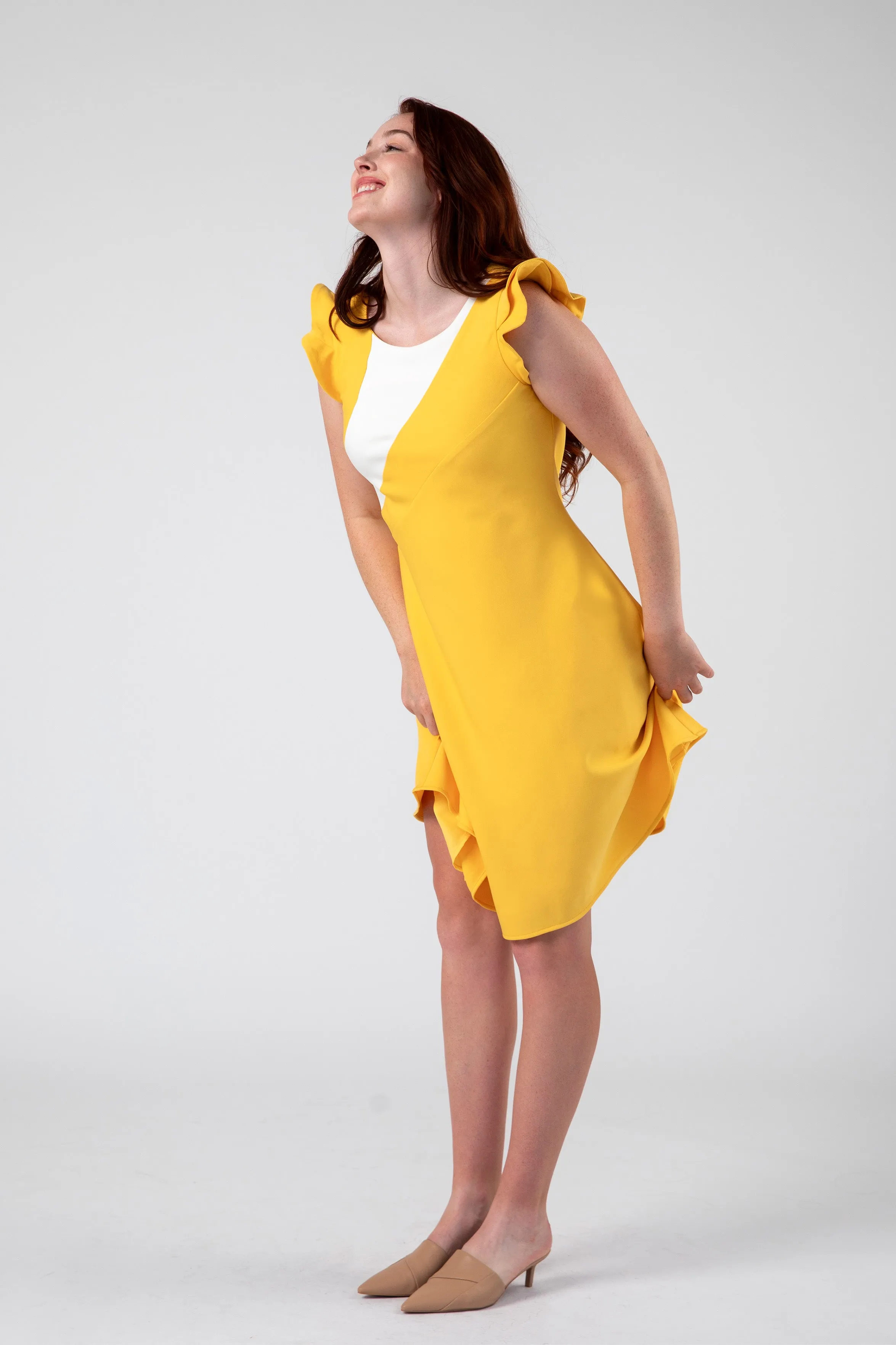 Modern Colorblock Panel Flared Dress