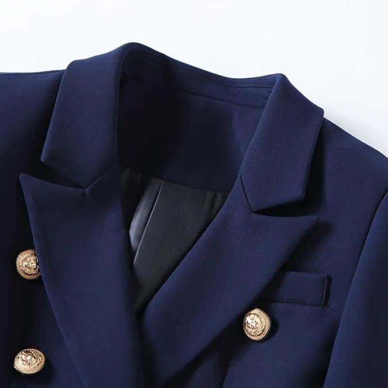 Navy Blue Gold Buttons Double Breasted Blazers