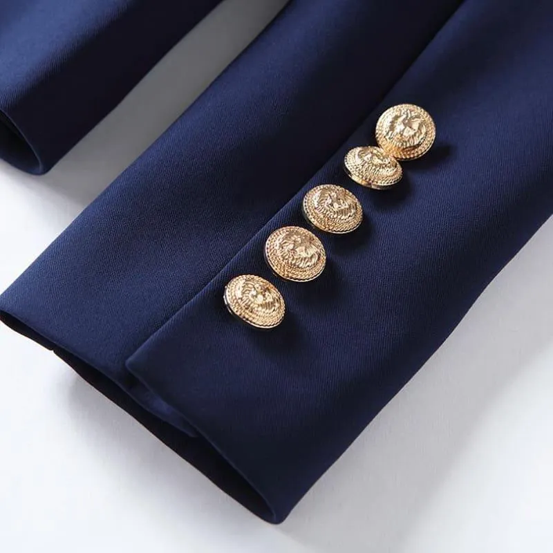 Navy Blue Gold Buttons Double Breasted Blazers